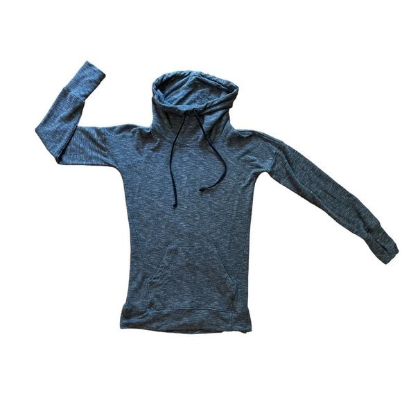 ATHLETA $88 Studio Cowl Sweatshirt Dark Gray Thumbholes Kangaroo Pocket Size XXS - Picture 3 of 6